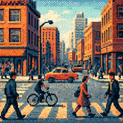 urban street with city activity