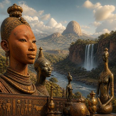wide landscape with natural scenery — Ife Art Style
