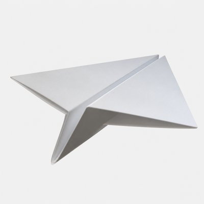 a paper plane, clean minimal composition on a plain background, no text