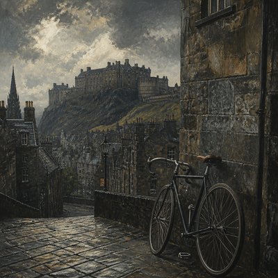 bicyle resting against a wall — Edinburgh Art Style