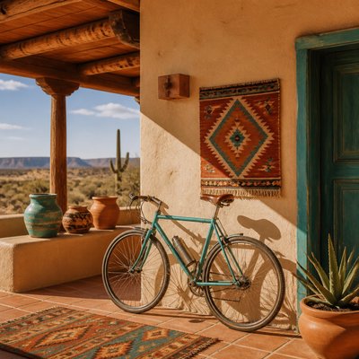 bicyle resting against a wall — Southwestern Interior Design