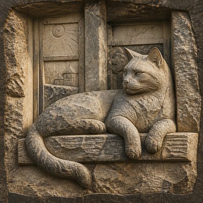 a cat lounging in a sunlit window