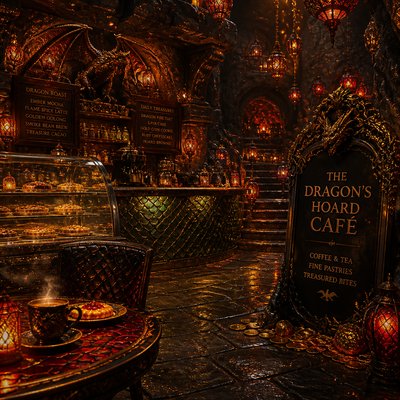 cozy cafe interior with warm lighting