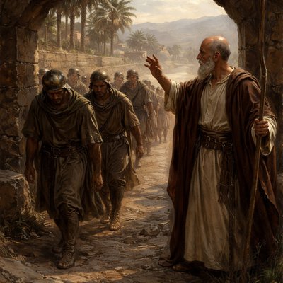 Express without words “And when they urged him till he was ashamed, he said, Send. They sent therefore fifty men; and they sought three days, but found him not. And when they came again to him, (for he tarried at Jericho,) he said unto them, Did I not say unto you, Go not?” (2 Kings 2:17-18, KJV) Elisha's appearance should be mid life and bald.
