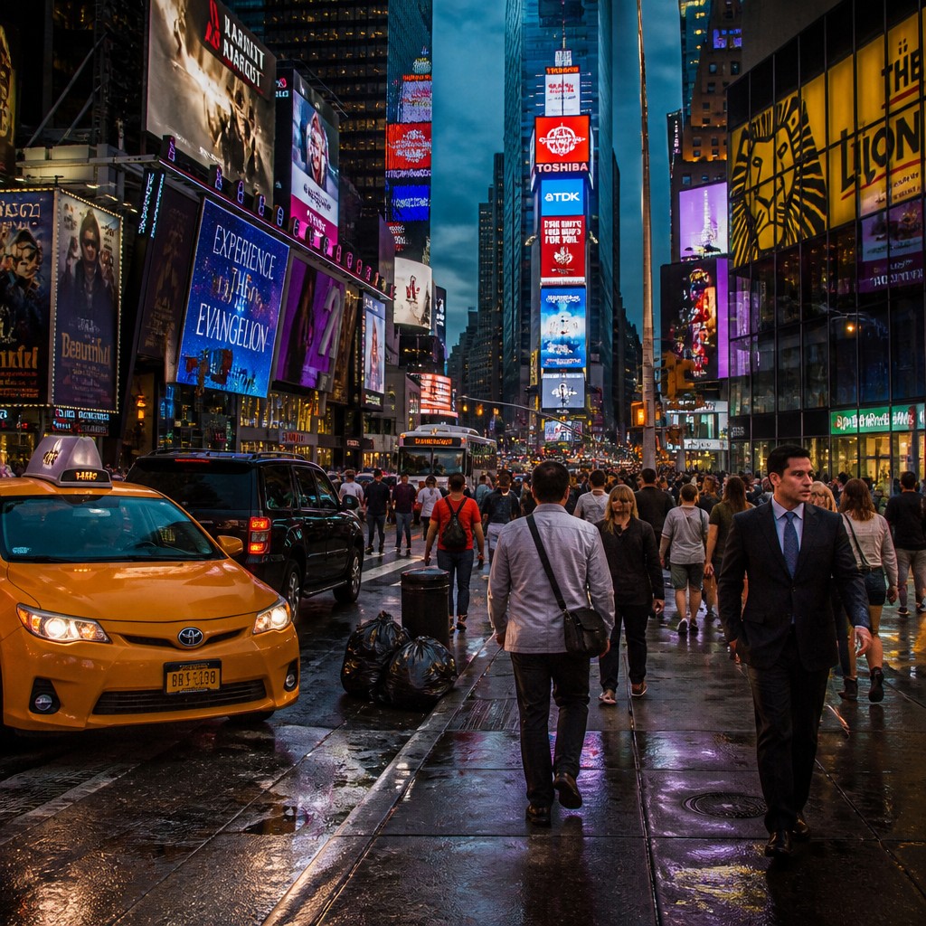 urban street with city activity