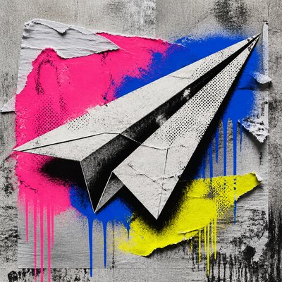 a paper plane, clean minimal composition on a plain background, no text