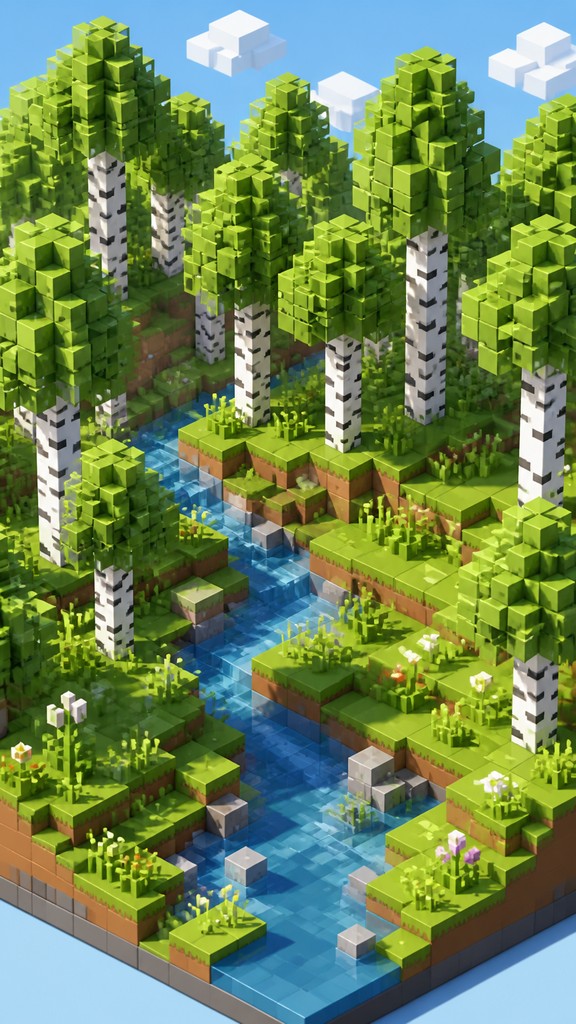 a serene birch forest in soft morning light, no people, no text