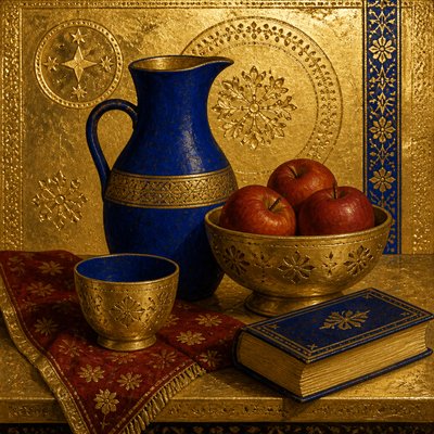 still life with everyday objects — Gold Leaf Gilding Art Style