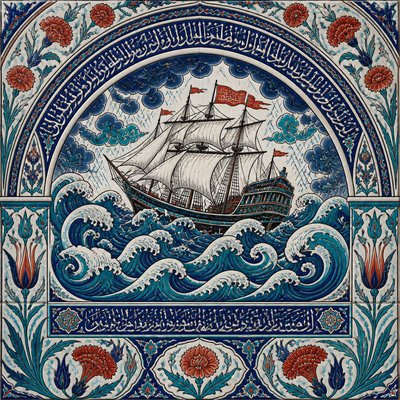 sailing ship on a stormy sea