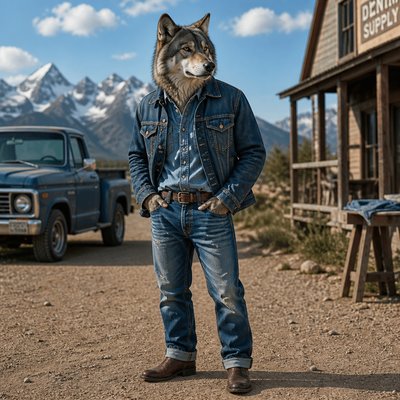 animal standing in natural pose — Denim-on-Denim Fashion Style
