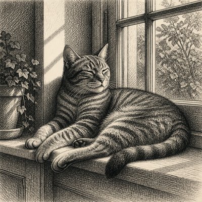 a cat lounging in a sunlit window
