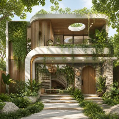 house with front view — Biophilic Interior Design