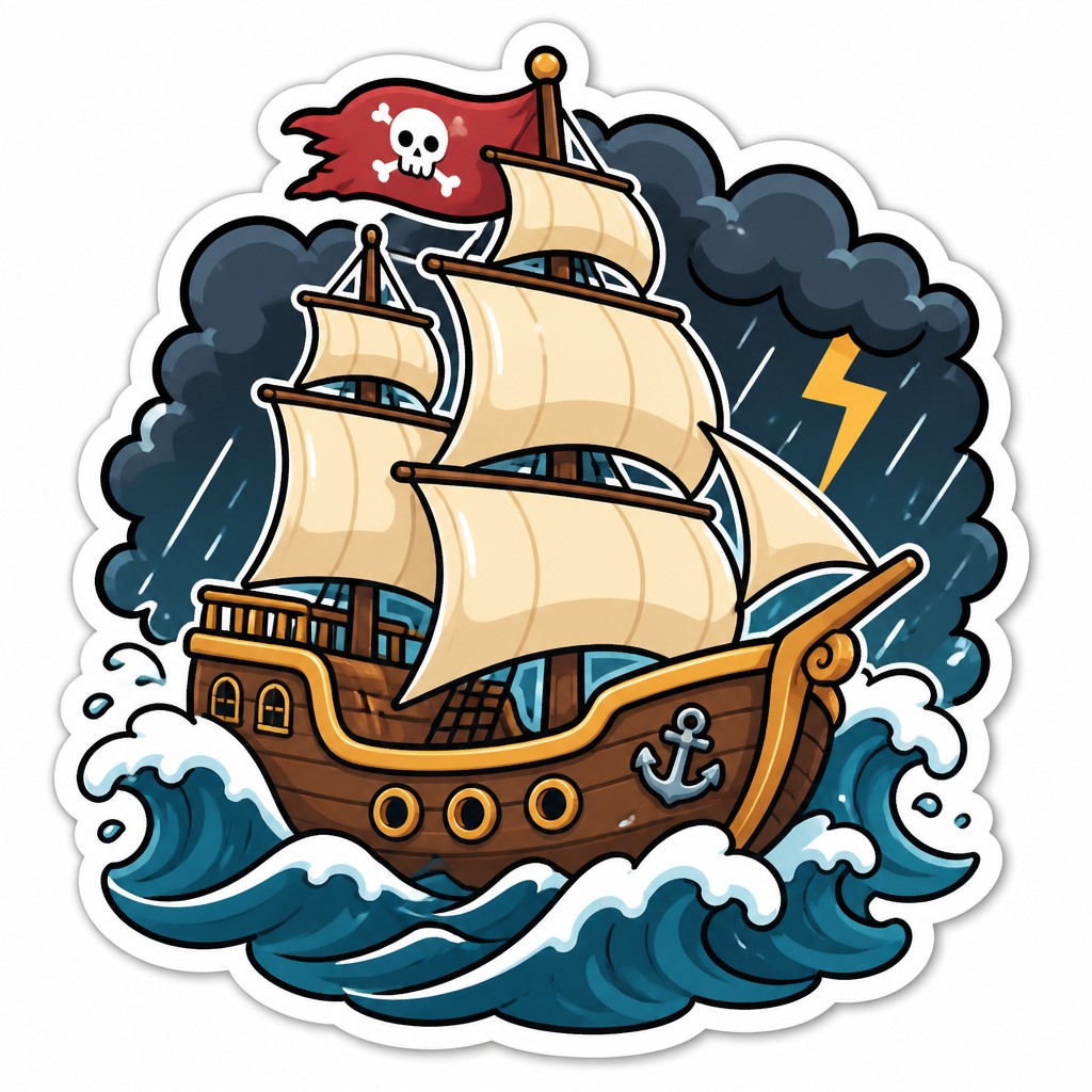 sailing ship on a stormy sea