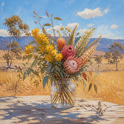 bouquet of flowers in a glass vase