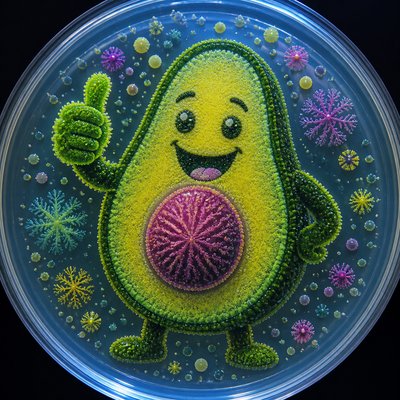 a happy avocado character giving a thumbs up, bold readable design on a plain background, no text
