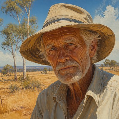 close-up portrait of an elderly person with expressive weathered features