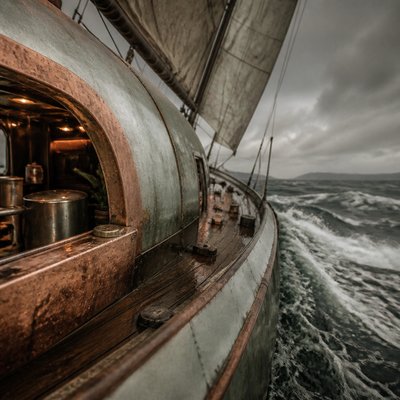 sailing ship on a stormy sea