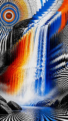 towering waterfall cascading down a cliff