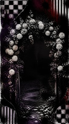 an arch of white roses and eucalyptus in soft morning light, elegant vertical composition with open space, no text