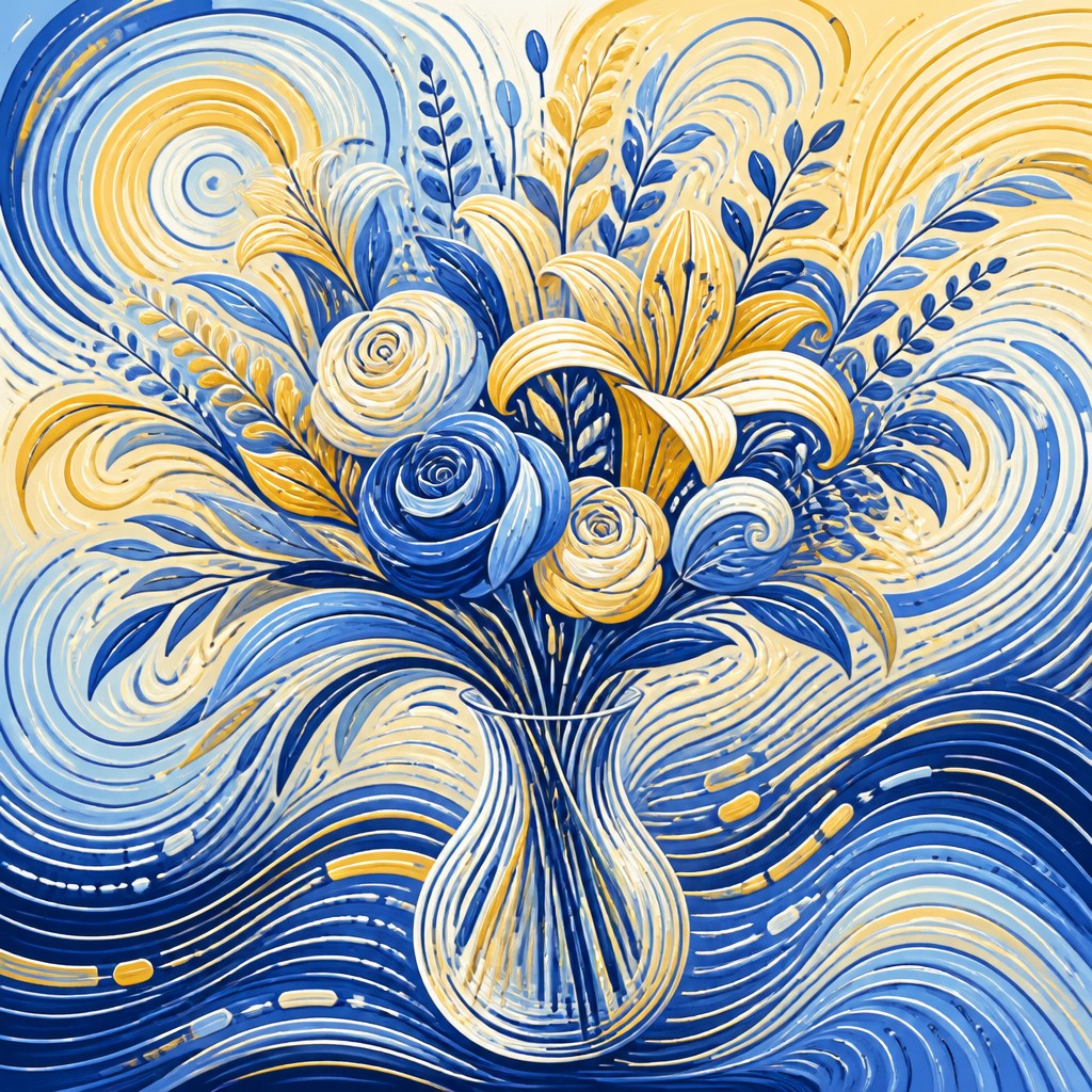 bouquet of flowers in a glass vase — Visual Rhythm Art Style