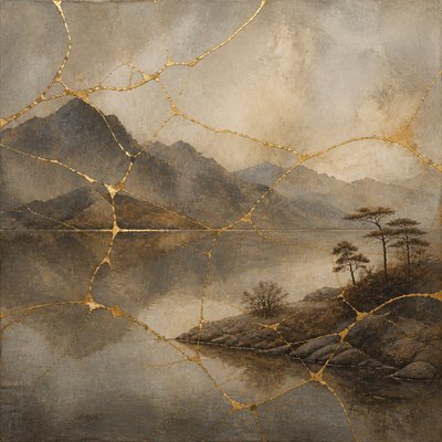 serene landscape with mountains and water