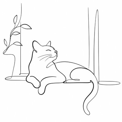 a cat lounging in a sunlit window
