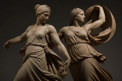 two ancient greek women dancers
