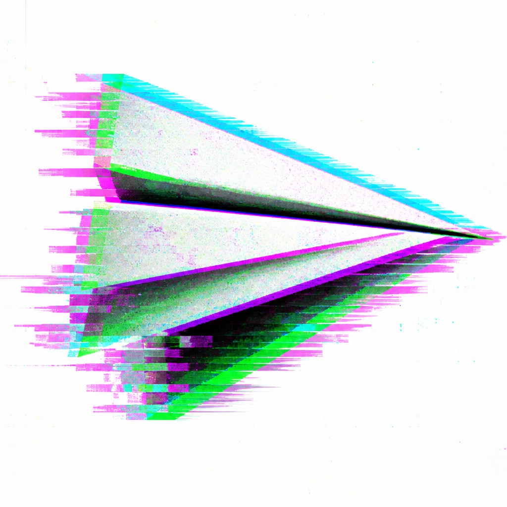 a paper plane, clean minimal composition on a plain background, no text