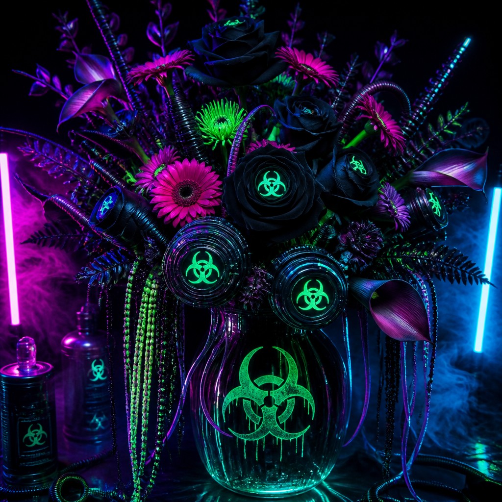 bouquet of flowers in a glass vase — Cybergoth Aesthetic