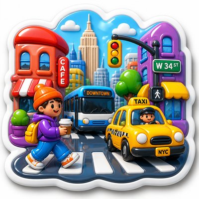 urban street with city activity