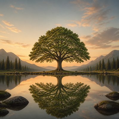 a tree in nature — Perfect Balance Art Style