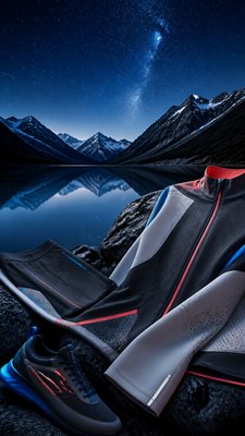 a tranquil mountain lake beneath a starry night sky, no people, no text