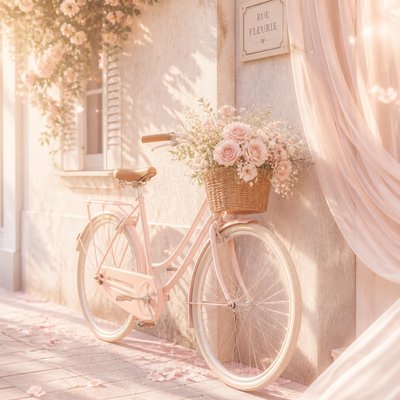 bicyle resting against a wall — Light Feminine Aesthetic