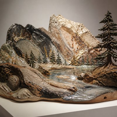 wide landscape with natural scenery — Contemporary Sculptural Ceramic Art Style