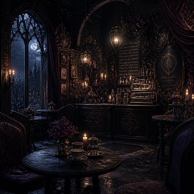 cozy cafe interior with warm lighting