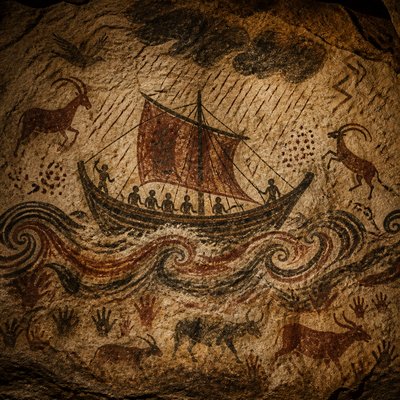 sailing ship on a stormy sea