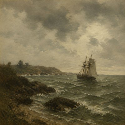 sailing ship on a stormy sea