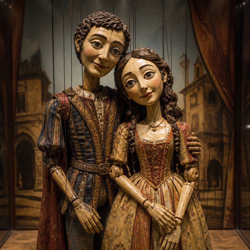 portrait of two people together — Puppet Art Style