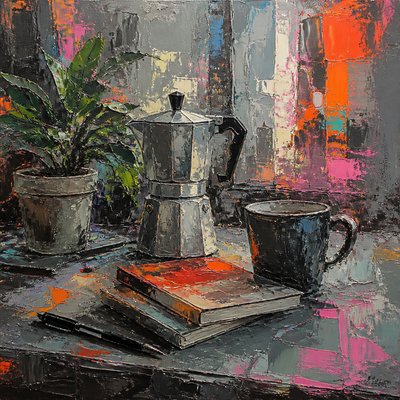 still life with everyday objects — Urban Impressionism Art Style