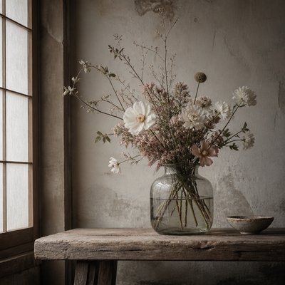 bouquet of flowers in a glass vase