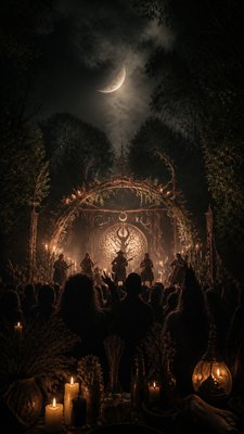 a live music scene with a glowing stage and silhouetted crowd, energetic vertical composition with open space at the top, no text