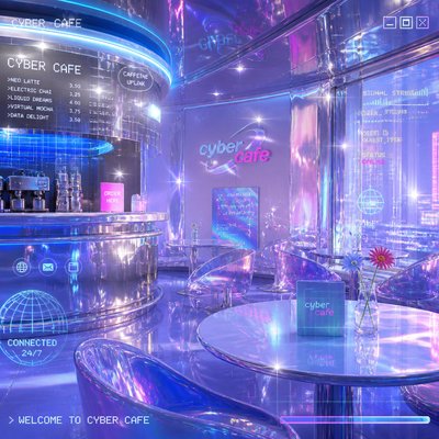 cozy cafe interior with warm lighting