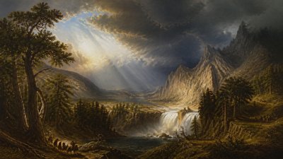 sweeping panoramic landscape with a dramatic sky