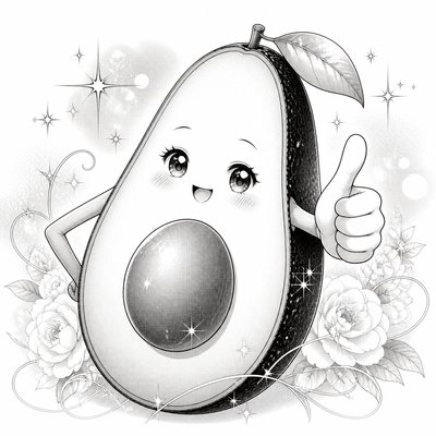 a happy avocado character giving a thumbs up, bold readable design on a plain background, no text