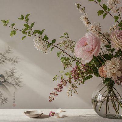 bouquet of flowers in a glass vase