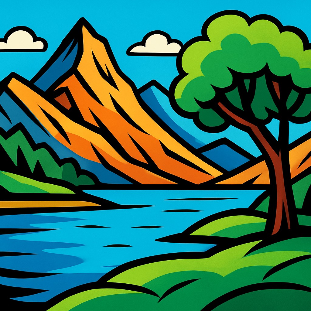 serene landscape with mountains and water