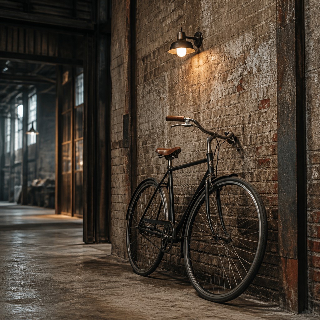 bicyle resting against a wall — Industrial Interior Design