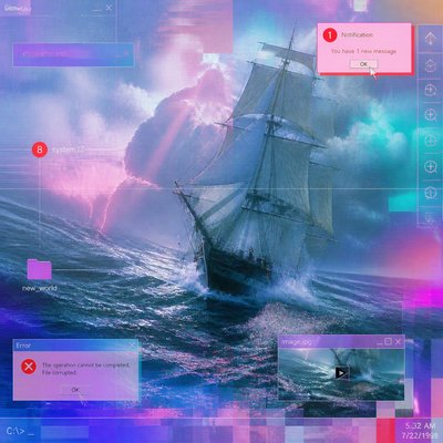 sailing ship on a stormy sea