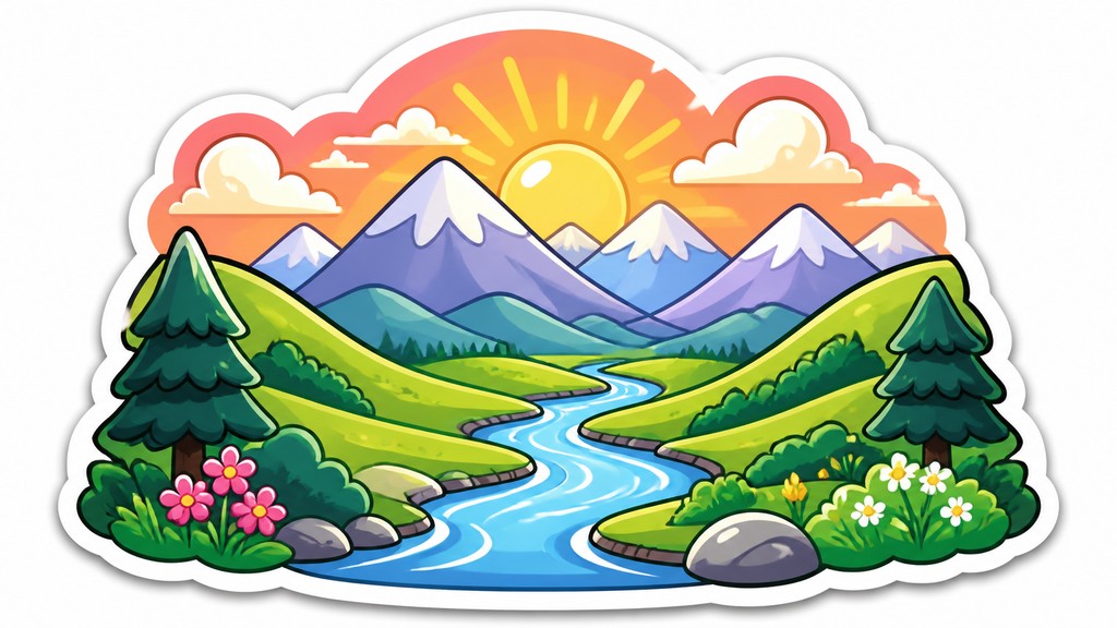 a vast valley with a river winding toward distant mountains at sunrise, no people, no text