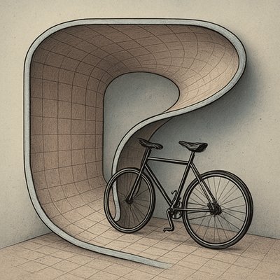 bicyle resting against a wall